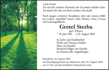 Traueranzeige von Gretel Sterba von vrm-trauer