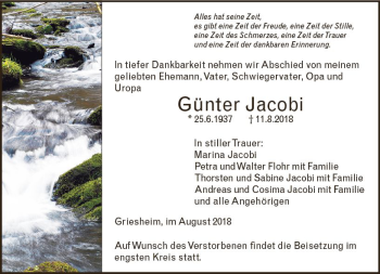 Traueranzeige von Günter Jacobi von vrm-trauer