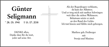 Traueranzeige von Günter Seligmann von vrm-trauer