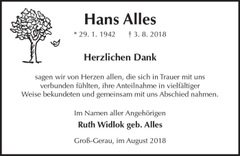 Traueranzeige von Hans Alles von vrm-trauer