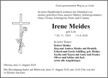 Traueranzeige von Irene Meides von  Kreisanzeiger