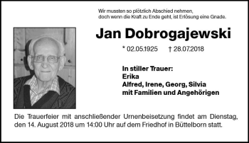 Traueranzeige von Jan Dobrogajewski von vrm-trauer