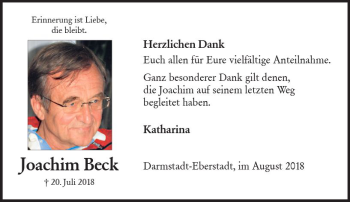 Traueranzeige von Joachim Beck von vrm-trauer