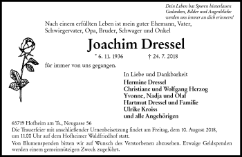 Traueranzeige von Joachim Dressel von vrm-trauer