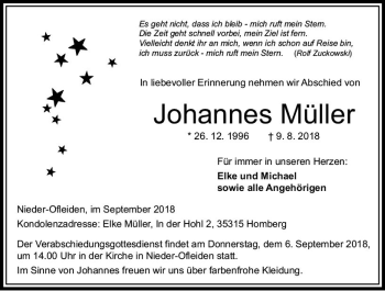 Traueranzeige von Johannes Müller von VRM Trauer