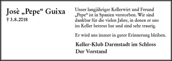 Traueranzeige von José Guixa von vrm-trauer