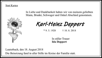Traueranzeige von Kari-Heiz Deppert von VRM Trauer
