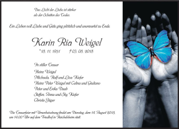 Traueranzeige von Karin Ria Weigel von vrm-trauer