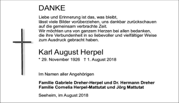 Traueranzeige von Karl August Herpel von vrm-trauer