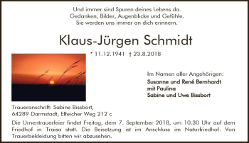 Traueranzeige von Klaus-Jürgen Schmidt von vrm-trauer