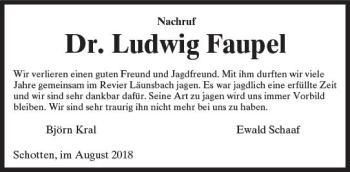 Traueranzeige von Ludwig Faupel von  Kreisanzeiger