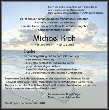 Traueranzeige von Michael Kroh von  Usinger Anzeiger