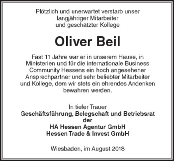 Traueranzeige von Oliver Beil von vrm-trauer
