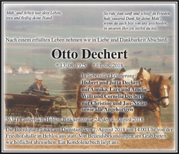 Traueranzeige von Otto Dechert von VRM Trauer