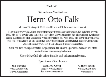 Traueranzeige von Otto Falk von VRM Trauer