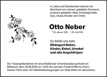 Traueranzeige von Otto Neber von vrm-trauer