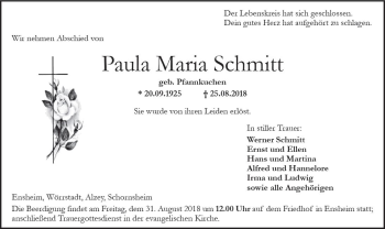 Traueranzeige von Paula Maria Schmitt von vrm-trauer