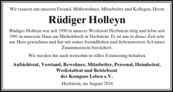 Traueranzeige von Rüdiger Holleyn von VRM Trauer
