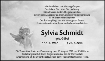 Traueranzeige von Sylvia Schmidt von vrm-trauer