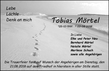 Traueranzeige von Tobias Mörtel von vrm-trauer