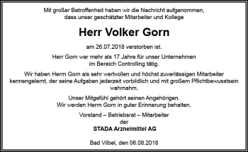 Traueranzeige von Volker Gorn von  Gießener Anzeiger