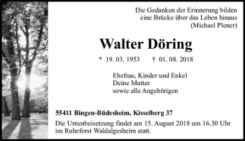 Traueranzeige von Walter Döring von vrm-trauer