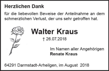 Traueranzeige von Walter Kraus von vrm-trauer
