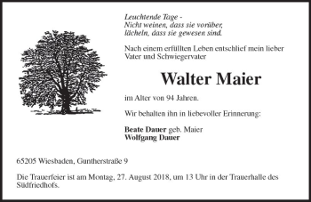 Traueranzeige von Walter Maier von vrm-trauer