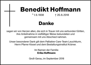 Traueranzeige von Benedikt Hoffmann von vrm-trauer