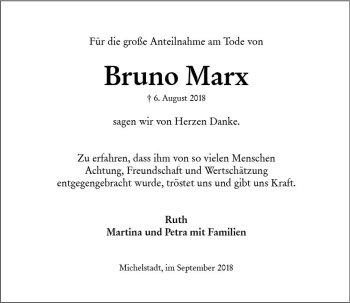 Traueranzeige von Bruno Marx von vrm-trauer