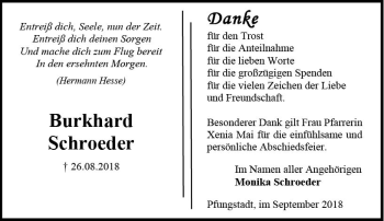 Traueranzeige von Burkhard Schroeder von vrm-trauer