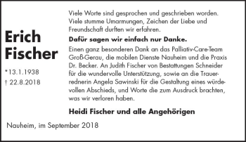 Traueranzeige von Erich Fischer von vrm-trauer