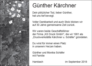 Traueranzeige von Günther Kärchner von vrm-trauer