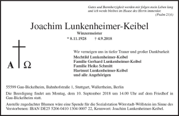 Traueranzeige von Joachim Lunkenheimer-Keibel von vrm-trauer