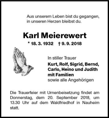 Traueranzeige von Karl Meierewert von vrm-trauer