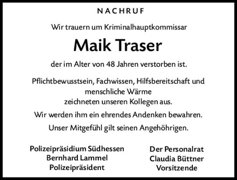  Traueranzeige für Maik Traser vom 29.09.2018 aus vrm-trauer