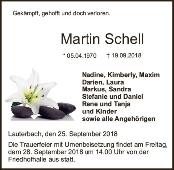 Traueranzeige von Martin Schell von VRM Trauer