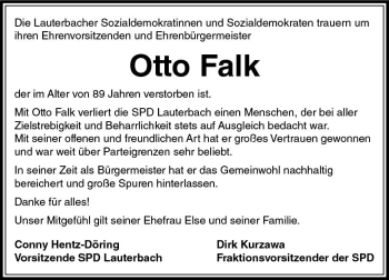 Traueranzeige von Otto Falk von VRM Trauer