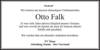 Traueranzeige von Otto Falk von VRM Trauer
