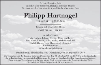 Traueranzeige von Philipp Hartnagel von vrm-trauer
