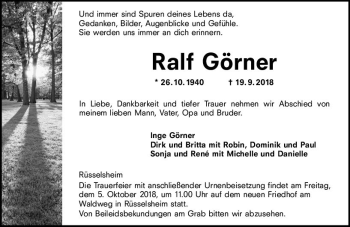 Traueranzeige von Ralf Görner von vrm-trauer