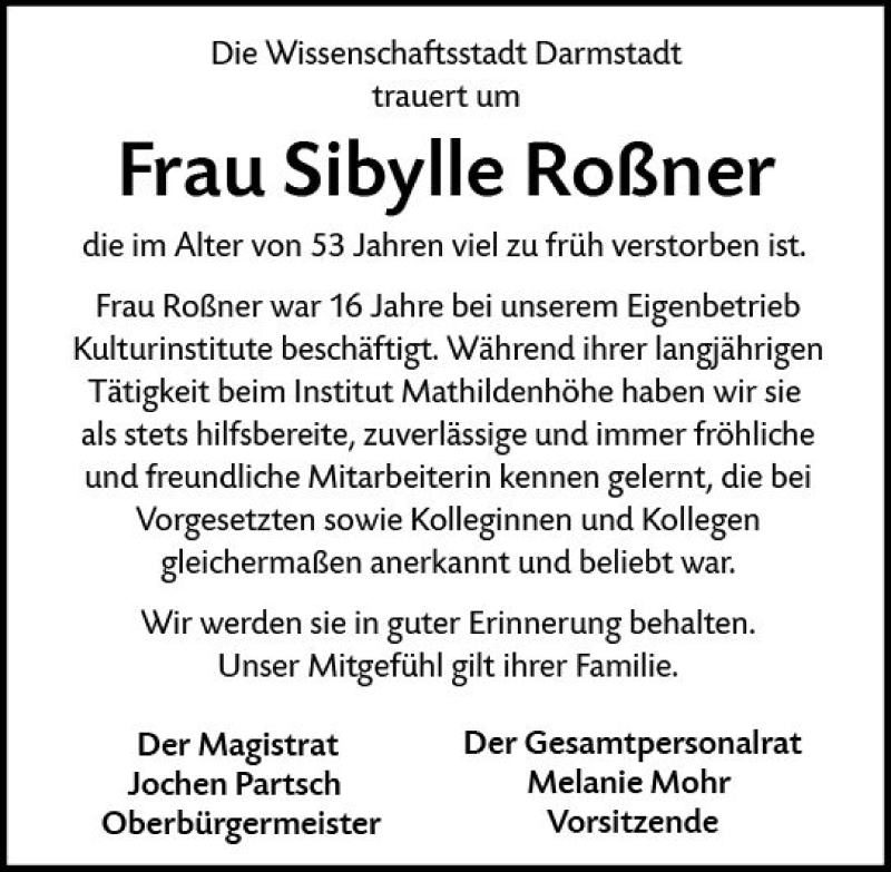  Traueranzeige für Sibylle Roßner vom 15.09.2018 aus vrm-trauer
