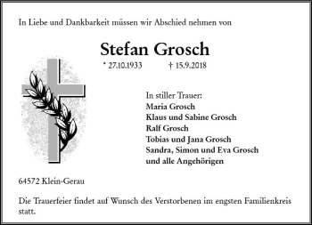 Traueranzeige von Stefan Grosch von vrm-trauer