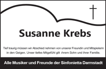 Traueranzeige von Susanne Krebs von vrm-trauer