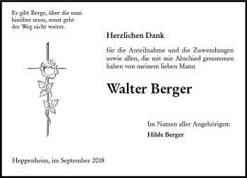 Traueranzeige von Walter Berger von vrm-trauer
