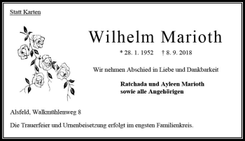 Traueranzeige von Wilhelm Marioth von VRM Trauer