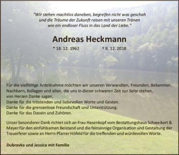Traueranzeige von Andreas Heckmann von vrm-trauer