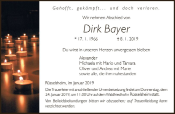 Traueranzeige von Dirk Bayer von vrm-trauer