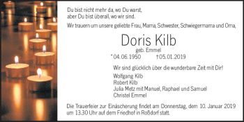Traueranzeige von Doris Kilb von vrm-trauer