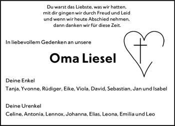 Traueranzeige von Elisabeth Liesel Vieten von vrm-trauer